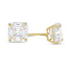 Thumbnail Image 0 of Child's 4mm Fancy Square Cubic Zirconia Solitaire Stud Earrings in 14K Gold