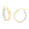 Thumbnail Image 0 of 20mm Multi-Finish Inside-Out Hoop Earrings in 10K Two-Tone Gold