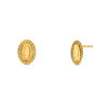 Thumbnail Image 0 of Diamond-Cut Oval Virgin Mary Stud Earrings in 10K Gold