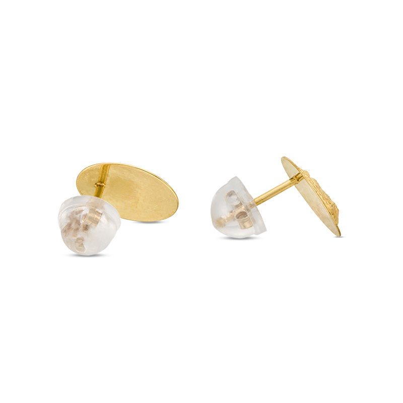 Diamond-Cut Oval Virgin Mary Stud Earrings in 10K Gold