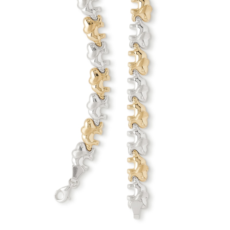 Alternating Crystal Elephant Stampato Necklace in 10K Gold Bonded Sterling Silver - 17"