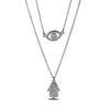 Thumbnail Image 0 of Cubic Zirconia Evil Eye and Hamsa Double Strand Necklace in Solid Sterling Silver