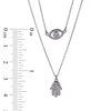 Thumbnail Image 2 of Cubic Zirconia Evil Eye and Hamsa Double Strand Necklace in Solid Sterling Silver