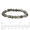 Thumbnail Image 1 of 8.2mm Simulated Grey Jasper and Ornate Bead Station Stretch Bracelet in Sterling Silver - 7.5"