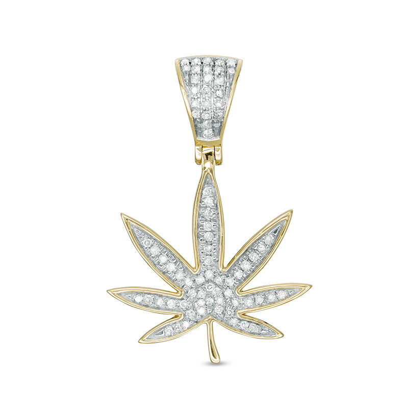 1/5 CT. T.W. Diamond Cannabis Leaf Necklace Charm in 10K Gold
