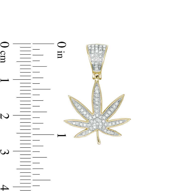 1/5 CT. T.W. Diamond Cannabis Leaf Necklace Charm in 10K Gold