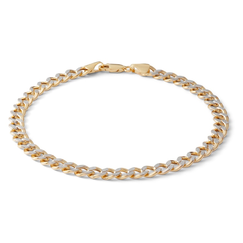 10K Semi-Solid Gold Diamond-Cut Cuban Curb Two-Tone Chain Bracelet - 8.5"