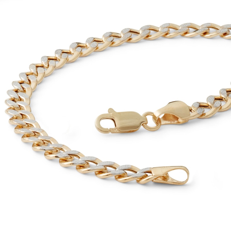 10K Semi-Solid Gold Diamond-Cut Cuban Curb Two-Tone Chain Bracelet - 8.5"