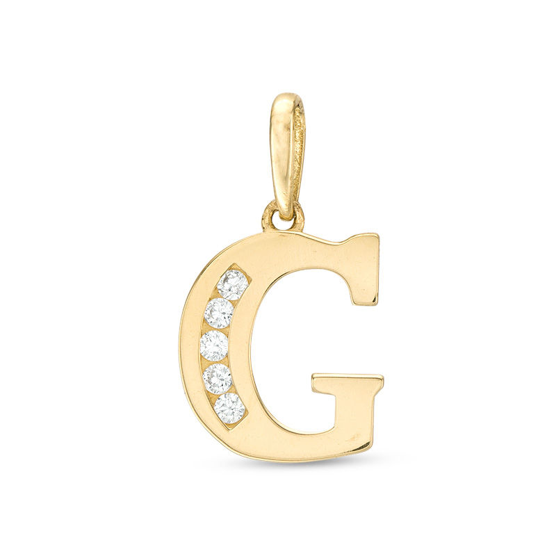 Cubic Zirconia "G" Initial Charm Pendant in 10K Solid Gold