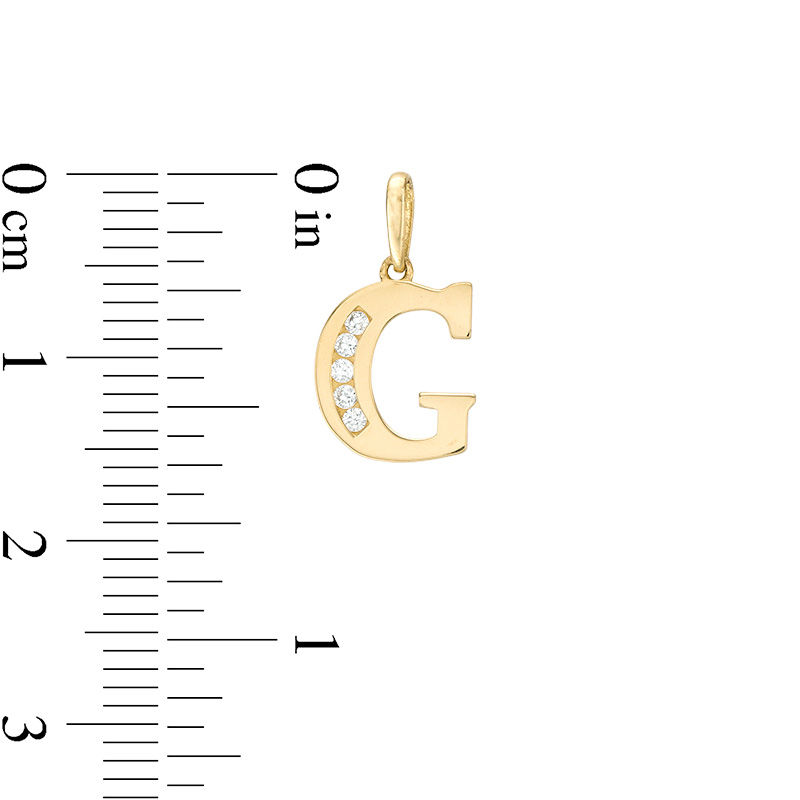 Cubic Zirconia "G" Initial Charm Pendant in 10K Solid Gold