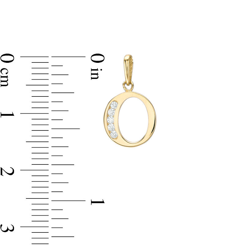 Cubic Zirconia "O" Initial Charm Pendant in 10K Solid Gold