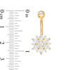 Thumbnail Image 1 of 014 Gauge Marquise and Round Cubic Zirconia with Crystal Flower Belly Button Ring in Stainless Steel with Yellow IP