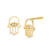 Thumbnail Image 0 of Child's Cubic Zirconia Hamsa with Evil Eye Stud Earrings in 14K Gold