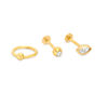 Thumbnail Image 0 of 016 Gauge Marquise Cubic Zirconia and Crystal Cartilage Barbell and Hoop Set in Stainless Steel with Yellow IP