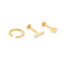 Thumbnail Image 0 of 016 Gauge Cubic Zirconia and Crystal Cartilage Barbell and Hoop Set in Stainless Steel with Yellow IP