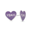 Thumbnail Image 0 of Child's Purple Enamel "YEAH!" Heart Stud Earrings in Sterling Silver