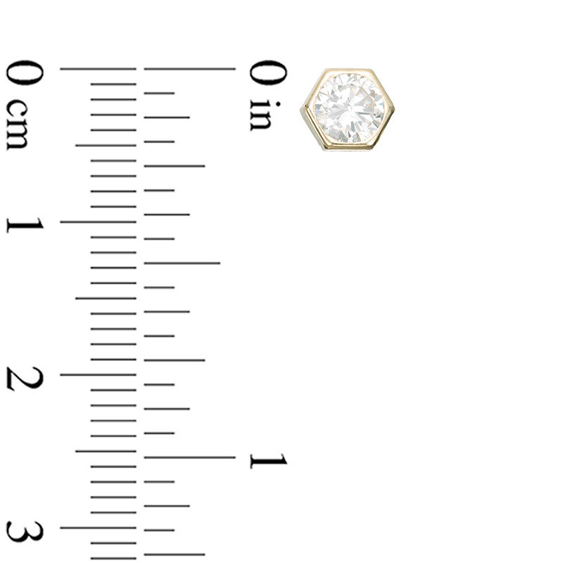 5mm Cubic Zirconia Solitaire Hexagonal Stud Earrings in 10K Gold
