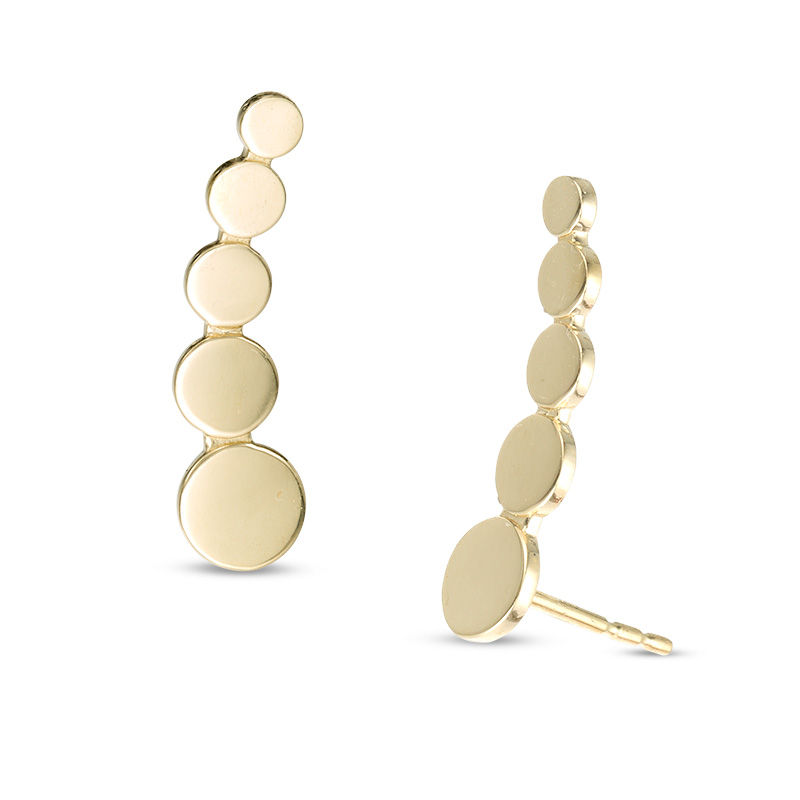 Graduated Disc Curved Crawler Earrings in 10K Gold