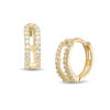 Thumbnail Image 0 of Cubic Zirconia Long Open Oval Huggie Hoop Earrings in 10K Gold
