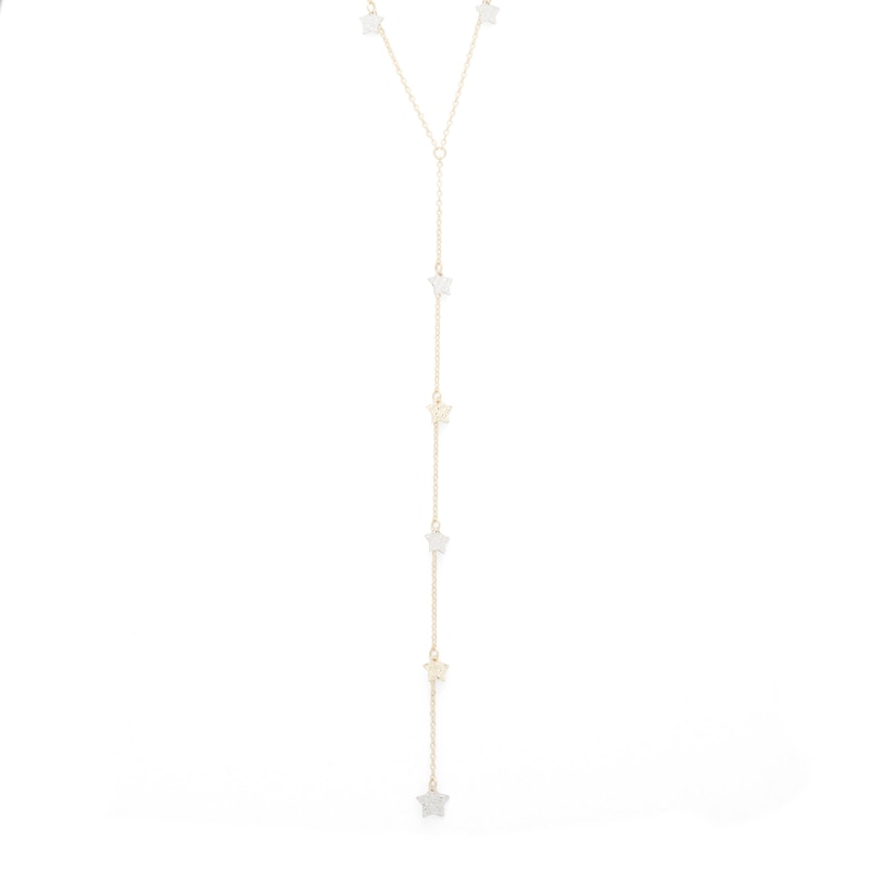Diamond-Cut Star Dangle Station "Y" Necklace in 10K Two-Tone Gold