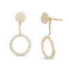 Thumbnail Image 0 of Cubic Zirconia Cluster and Open Circle Front/Back Earrings in 10K Gold