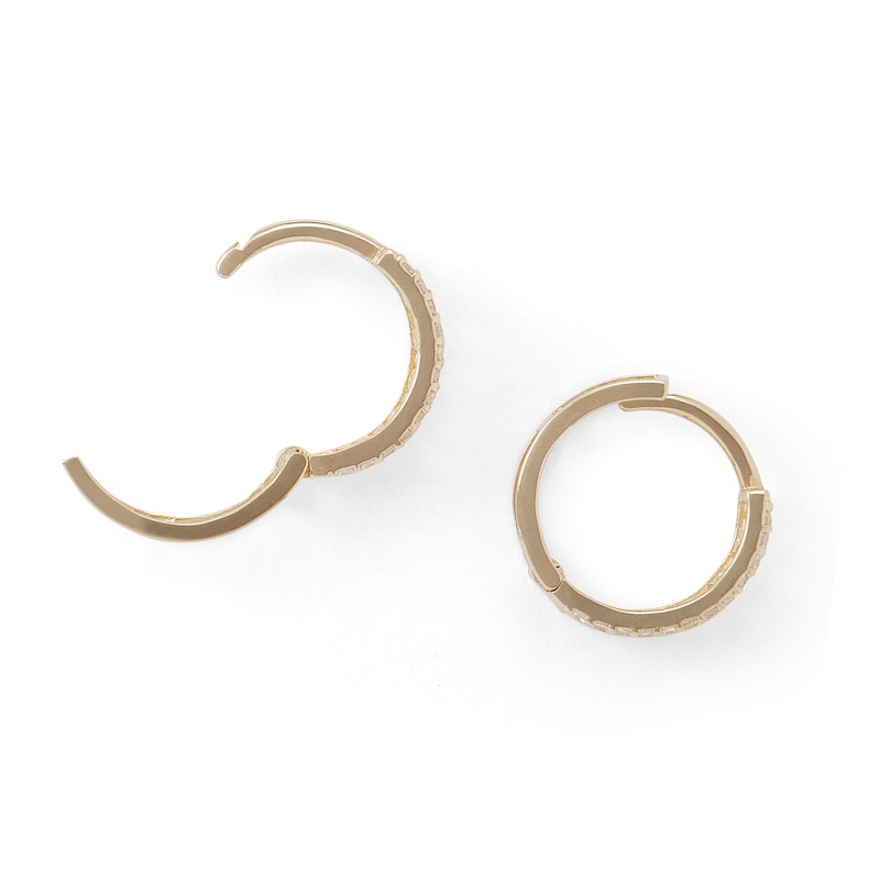 Cubic Zirconia Zig-Zag Huggie Hoop Earrings in 10K Gold