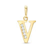 Thumbnail Image 0 of Cubic Zirconia "V" Initial Charm Pendant in 10K Solid Gold