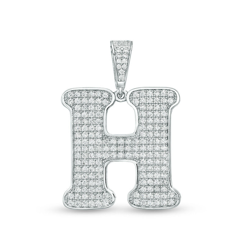 Cubic Zirconia "H" Initial Charm Pendant in Sterling Silver