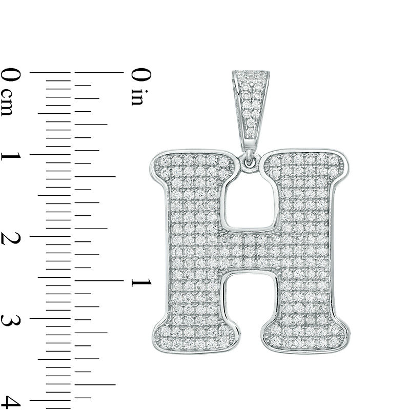Cubic Zirconia "H" Initial Charm Pendant in Sterling Silver