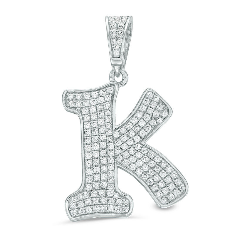 Rose Gold-Tone Sterling Silver White CZ Initial "K" Necklace Pendant