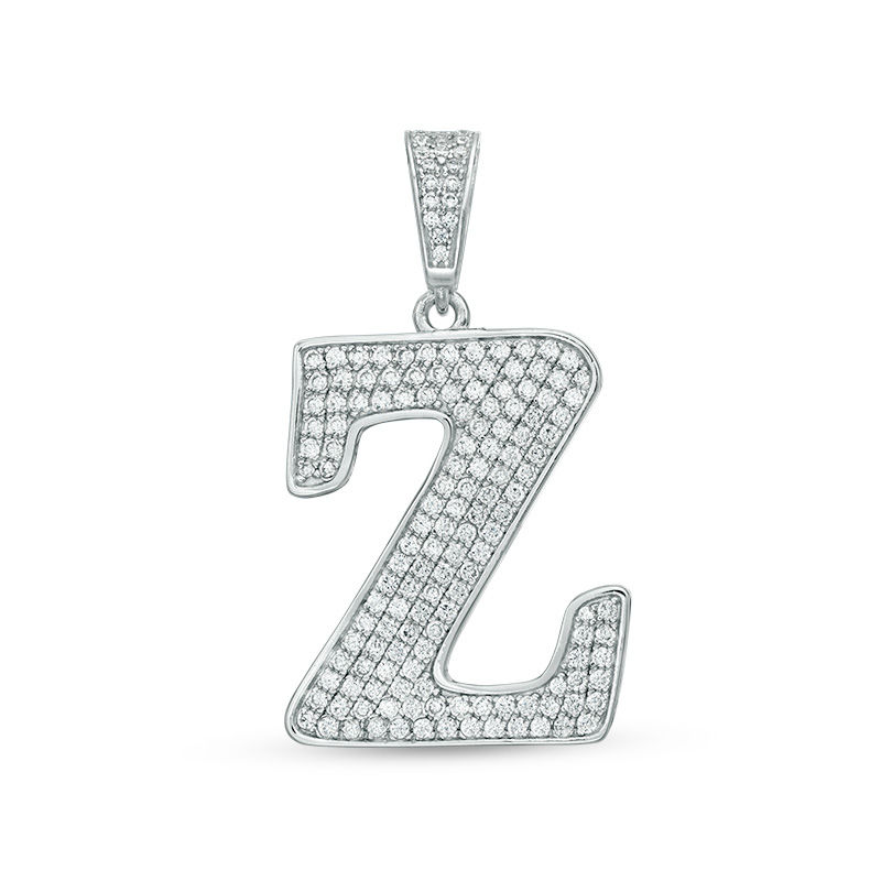 Cubic Zirconia "Z" Initial Charm Pendant in Sterling Silver
