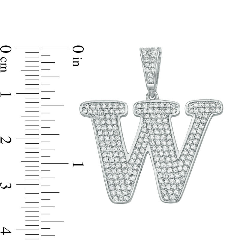 Cubic Zirconia "W" Initial Charm Pendant in Sterling Silver