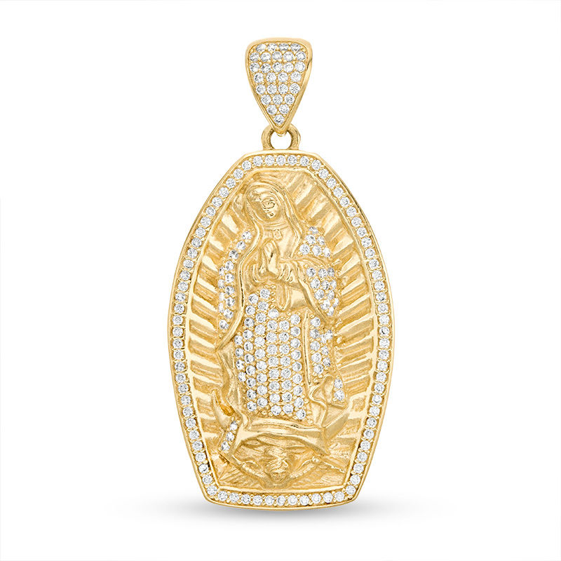 Cubic Zirconia Our Lady of Guadalupe Necklace Charm in 10K Gold