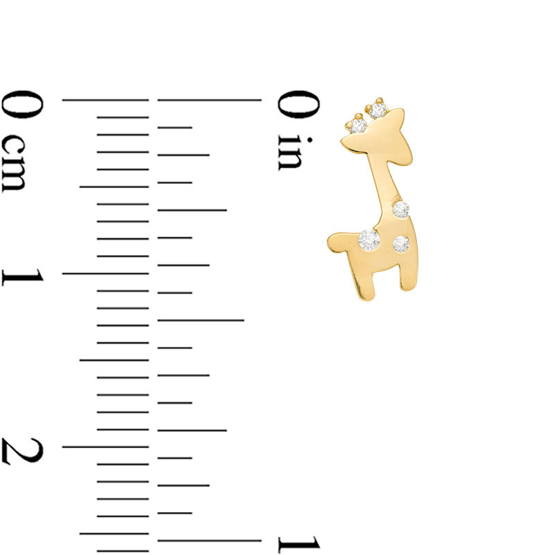 Child's Cubic Zirconia Giraffe Stud Earrings in 10K Gold