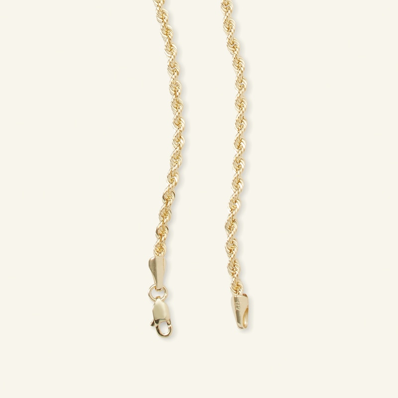 020 Gauge Rope Chain Necklace in 14K Hollow Gold - 26"