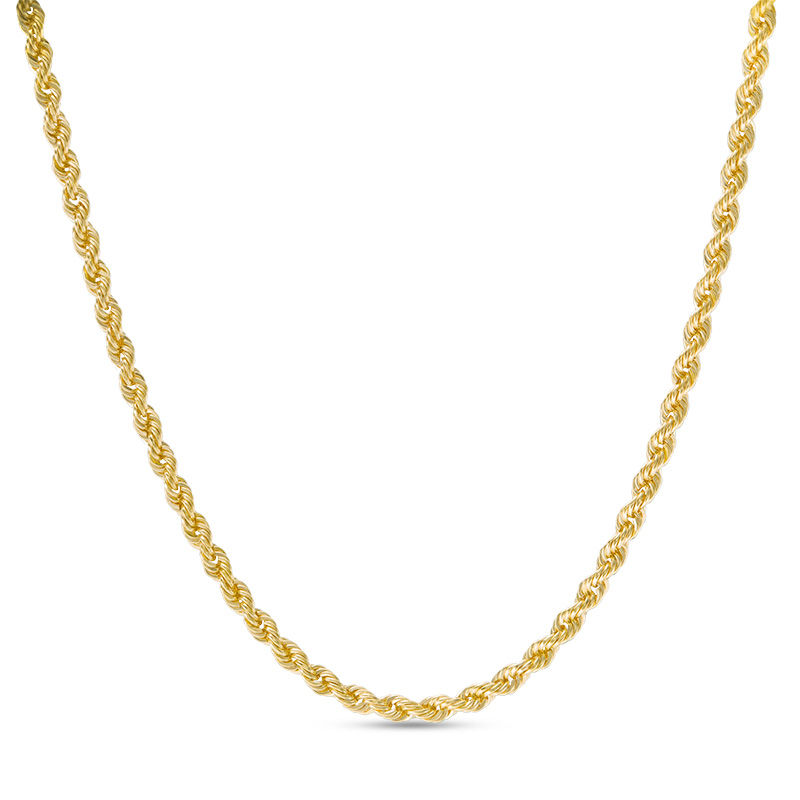 014 Gauge Rope Chain Necklace in 14K Hollow Gold - 20"