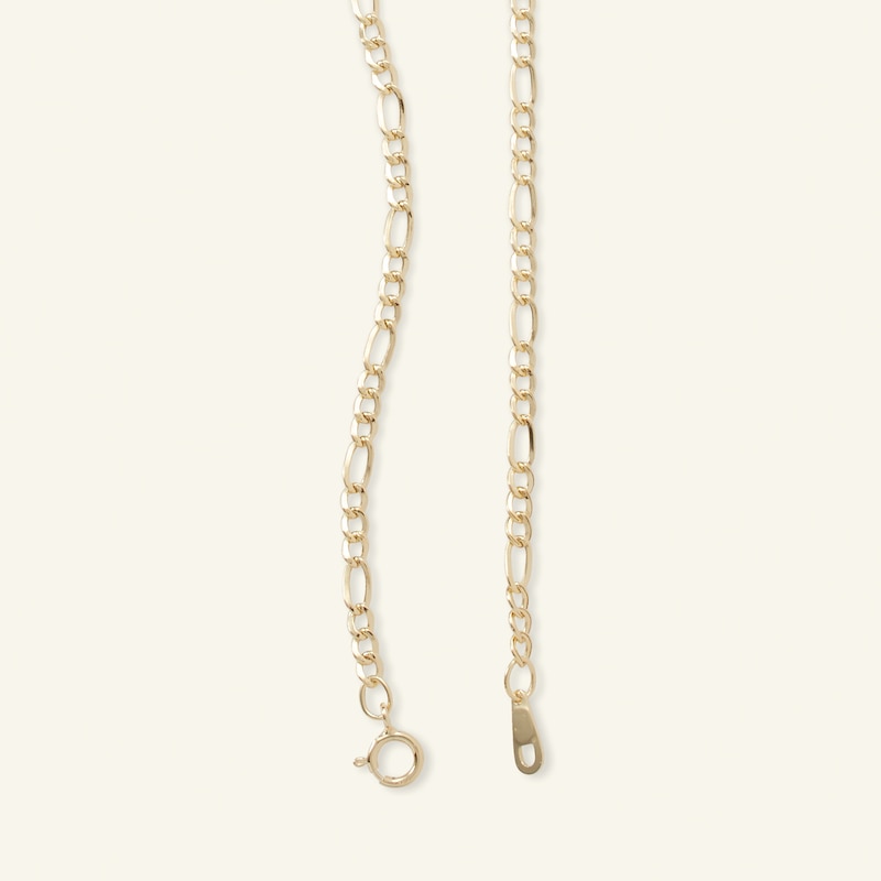060 Gauge Figaro Chain Necklace in 14K Hollow Gold - 22"