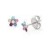 Thumbnail Image 0 of Multi-Color Crystal Daisy Stud Piercing Earrings in 14K Solid White Gold