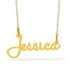 Thumbnail Image 0 of Script Name Necklace in Brass with 14K Gold Plate (1 Line)