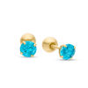Thumbnail Image 0 of Child's Reversible 4mm Blue Cubic Zirconia and Polished Ball Stud Earrings in 14K Gold