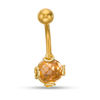 Thumbnail Image 0 of 014 Gauge Yellow Glass Ball with Swirl Accent Belly Button Ring in Stainless Steel with Yellow IP