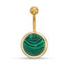 Thumbnail Image 0 of 014 Gauge Simulated Malachite Belly Button Ring in Stainless Steel with Yellow IP