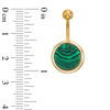 Thumbnail Image 1 of 014 Gauge Simulated Malachite Belly Button Ring in Stainless Steel with Yellow IP