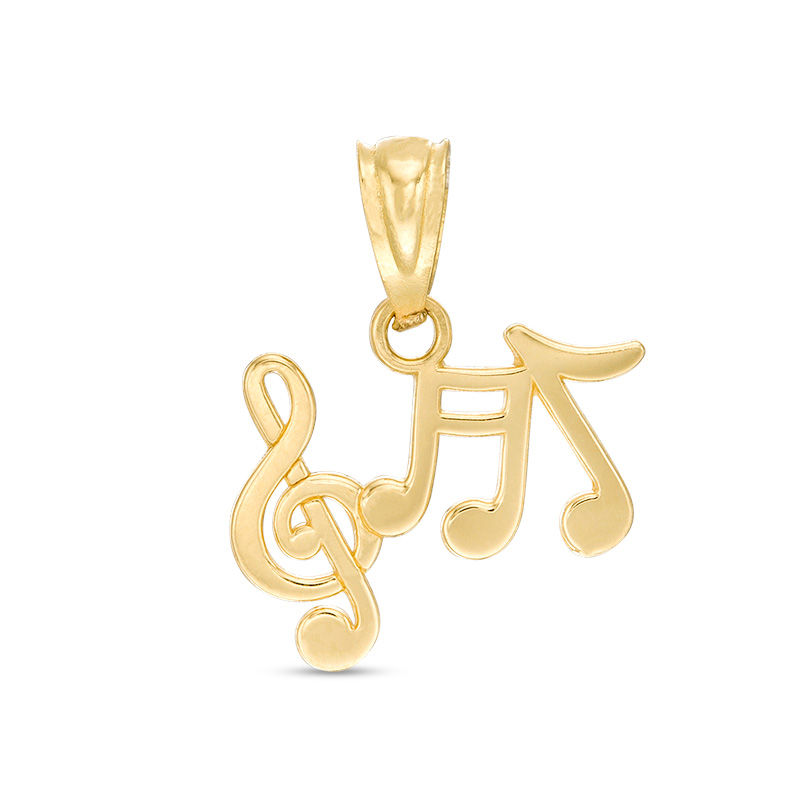 Child's Musical Notes Necklace Charm in 10K Gold