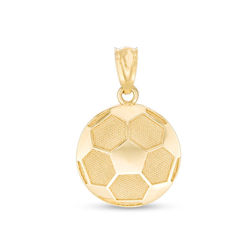 Child's Soccer Ball Necklace Charm in 10K Gold