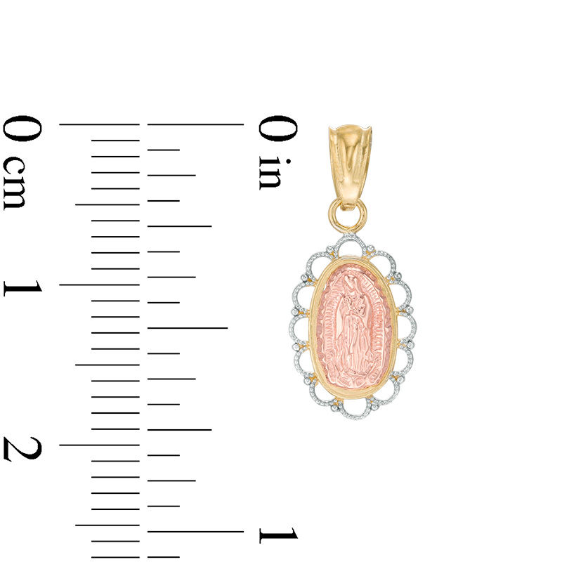 Child's Our Lady of Guadalupe Necklace Charm in 10K Tri-Tone Gold