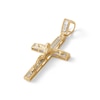 Thumbnail Image 1 of Diamond-Cut Floral Filigree Beaded Crucifix Necklace Charm in 10K Solid Two-Tone Gold
