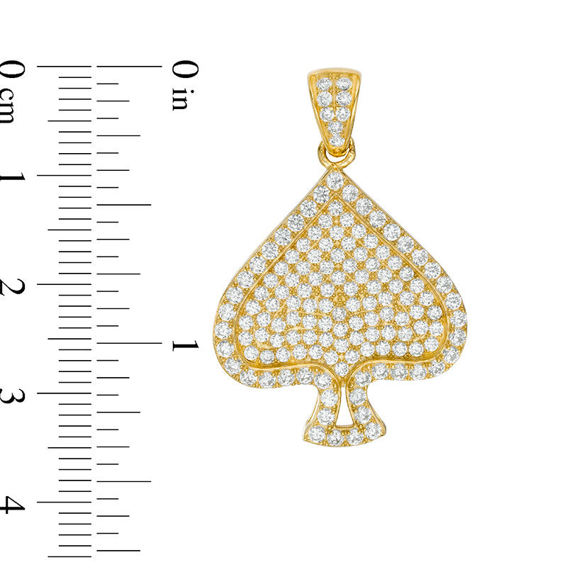 Cubic Zirconia Pavé Composite Spade Symbol Necklace Charm in 10K Gold