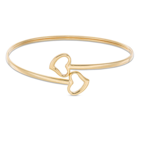 Heart Outline Bypass Bangle in 10K Gold Bonded Sterling Silver | Ladies ...