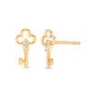 Thumbnail Image 0 of Cubic Zirconia Clover-Top Key Stud Earrings in 10K Gold
